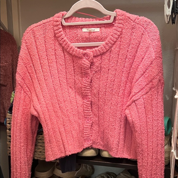 PacSun Pink Ribbed Knit Cardigan - Picture 1 of 2